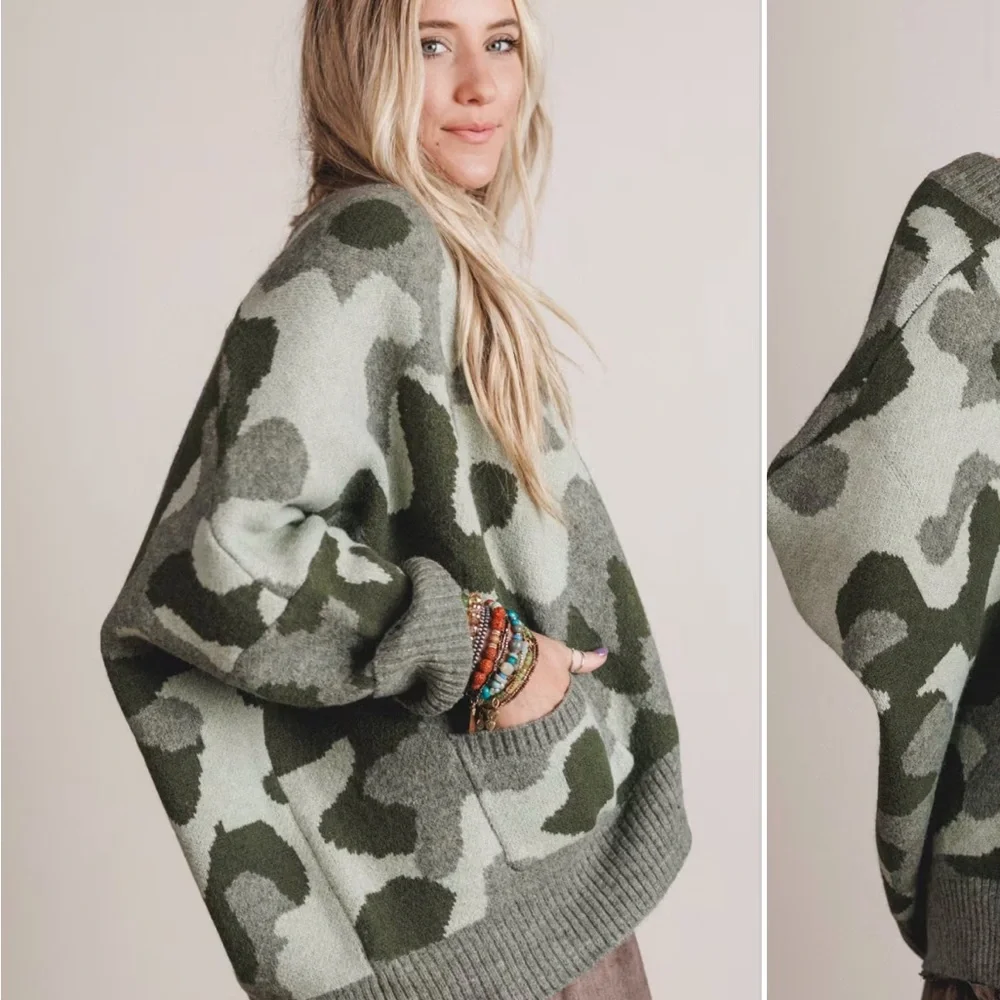 BUCKETLIST Oversized Camo Cardigan - Picture 2 of 5